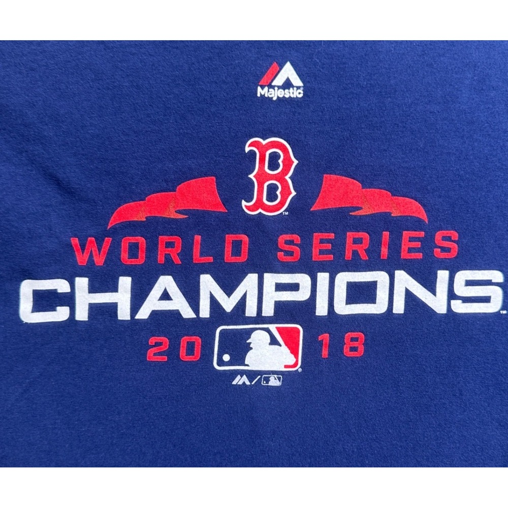 Majestic Boston Red Sox 2018 World Series Champions Navy Blue T-Shirt Mens Large - Picture 2 of 5
